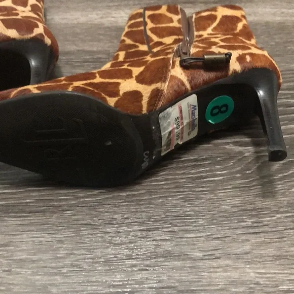 Vintage Ralph Lauren Giraffe Print Pony Hair Heeled Boots - Size 8 - Picture 4 of 12